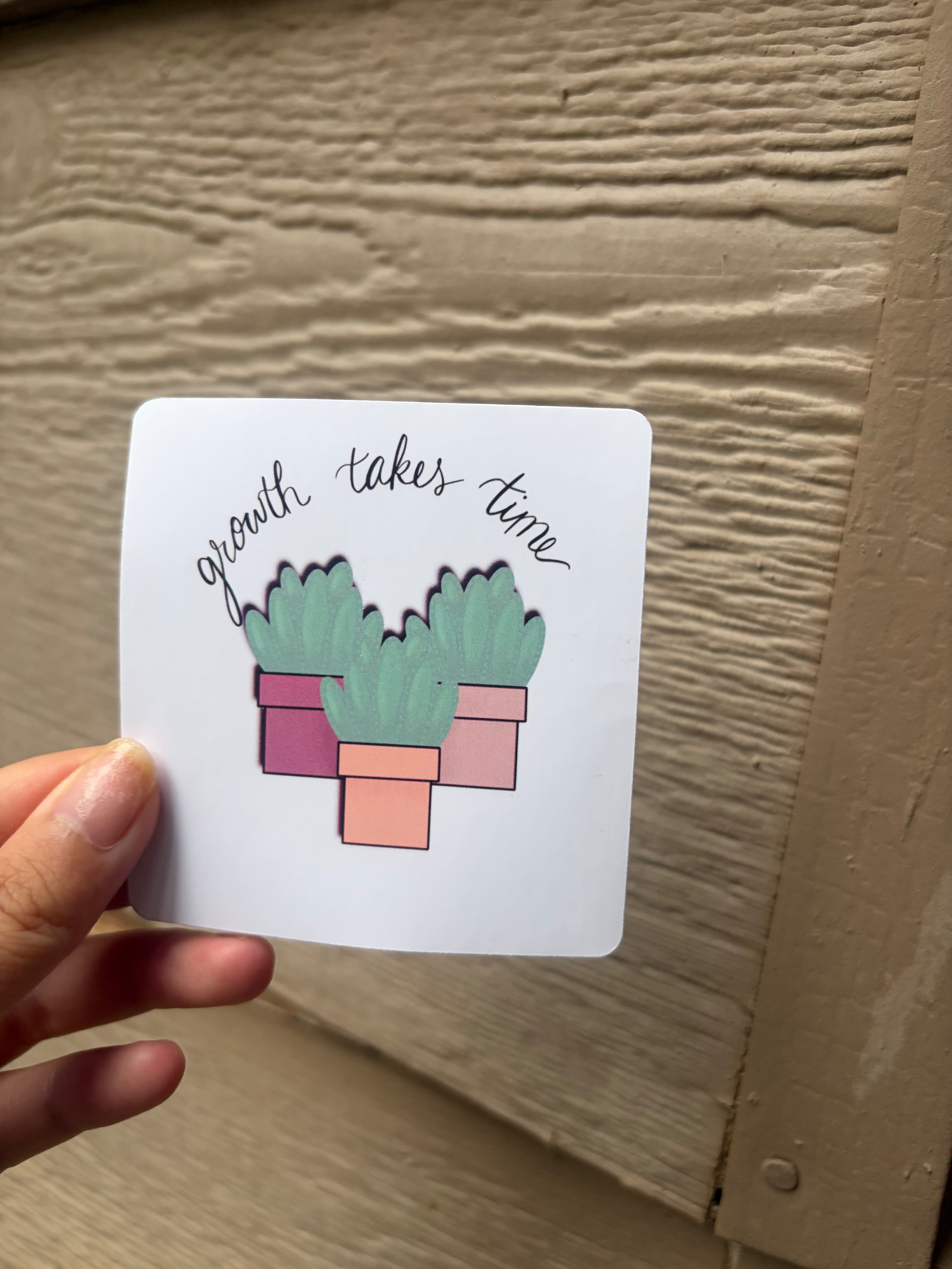 Growth takes time cactus sticker