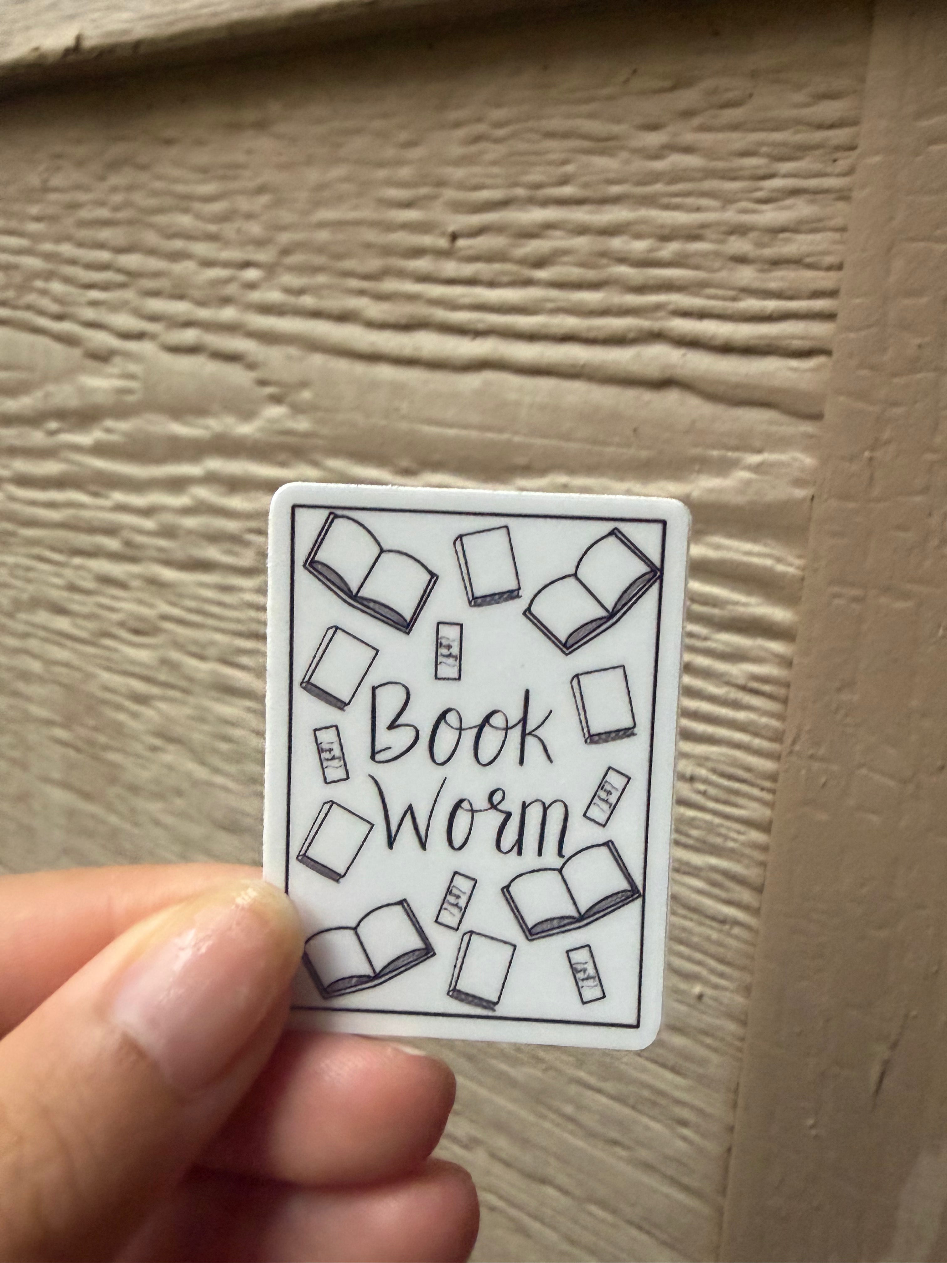 Book worm vinyl sticker